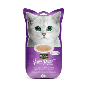 Kit Cat Purr Purée Plus+ Snack Cuidado Cutaneo Receta Atún y Colágeno para Gato, 60 g