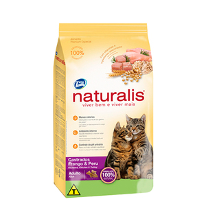 Naturalis Alimento Natural para Gato Adulto Castrado Receta Pollo y Pavo, 1 kg