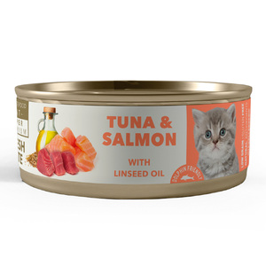 Amity Alimento Húmedo Natural para Gatito Receta Atún y Salmón, 80 g