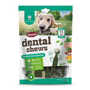 Dental Chews Super Toothbrush Premio Dental Diseño Cepillo Receta Menta para Perro, Chico