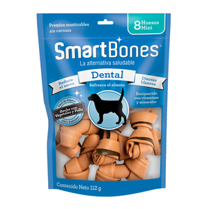 SmartBones Premios Masticables Dentales con Diseño Huesito Receta Pollo para Perro, 8 Piezas