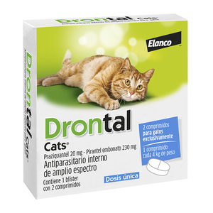 Drontal Comprimidos Antiparasitarios Internos de Amplio Espectro para Gato, 2 Tabletas