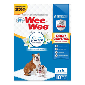 Wee-Wee Tapete Absorbente Control de Olores con Febreze para Perro, 10 Piezas