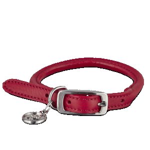 Bond & Co Collar Redondo de Cuero Color Rojo con Hebilla para Perro, Mediano